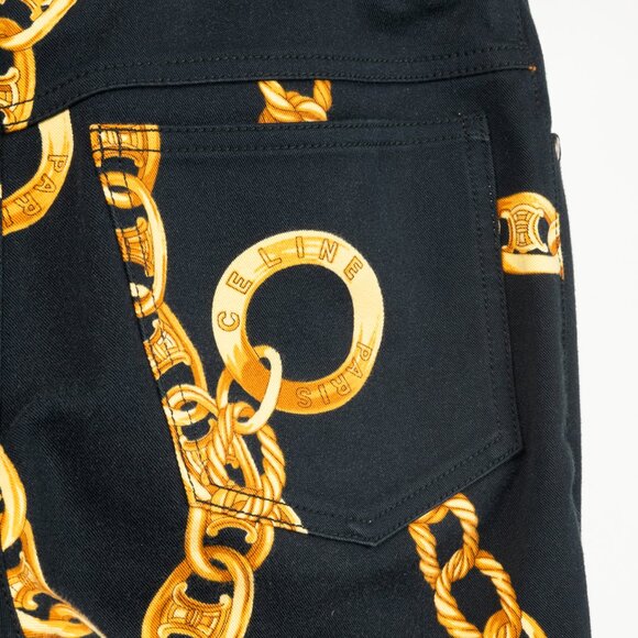 Celine SS/04 Black Chain-Motif Cotton Twill Skinny Pants - Picture 8 of 10